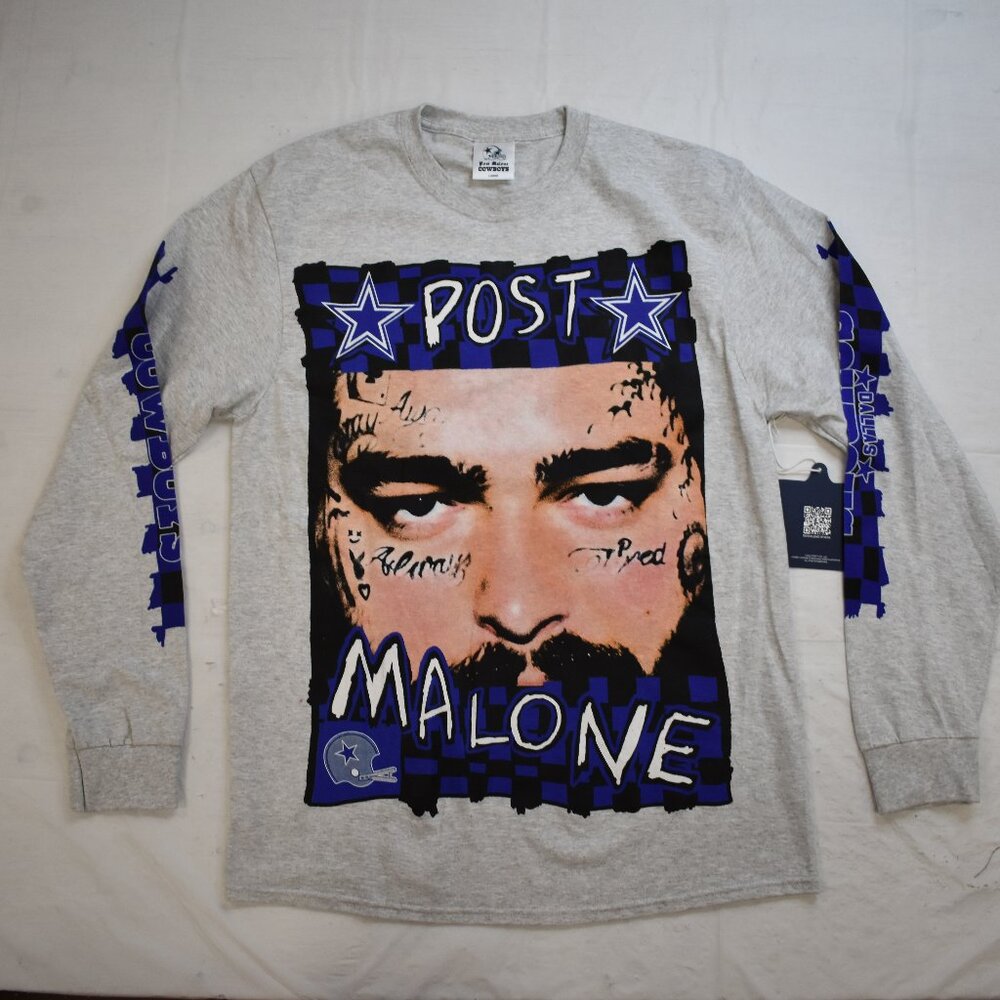 Post Malone x Dallas Cowboys Mens Ash Gray Long Sleeve Shirt New Large - Picture 1 of 6